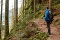 Traveler Man with backpack mountaineering Travel Lifestyle concept mountains on background Summer trip vacations outdoor Royalty Free Stock Photo