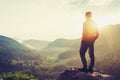 Traveler man enjoying view of nature Royalty Free Stock Photo