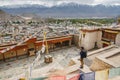 Traveler Man standing and looking view of landscape in Leh Palace ,Norther part of India