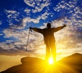 Traveler on a mountain top