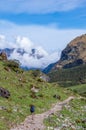 Traveler in mountains, Salkantay Trekking, Peru, South America Royalty Free Stock Photo