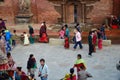 Traveler and Nepalese people at Patan Durbar Square