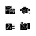 Traveler pack black glyph icons set on white space