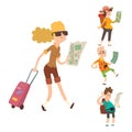 Traveler people searching right direction on map vector traveling freedom and active character lifestyle concept