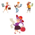 Traveler people searching right direction on map vector traveling freedom and active character lifestyle concept