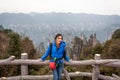 Traveler post for picture took at Zhangjiajie national park, Hunan province, China. Royalty Free Stock Photo