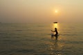 Traveler relax with sunset on beach