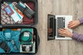 Traveler`s bag Royalty Free Stock Photo