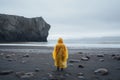 Traveler on the shores of Iceland