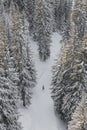 Traveler skiing through the mountain in Verbier, Switzerland Royalty Free Stock Photo