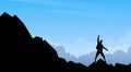 Traveler Stand Mountain Top Nature Background Empty Copy Space