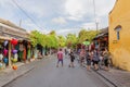 Traveler on street, Hoi An, Vietnam Royalty Free Stock Photo