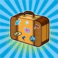 Traveler suitcase comic book style vector