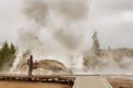 Grotto Geyser eruption in Yellowstone National Park, USA Royalty Free Stock Photo