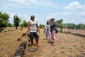 Traveler thai people travel visit and shooting photo at archaeological site Wat Phu or Vat Phou Royalty Free Stock Photo