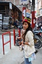 Traveler thai women people walking look building and life of nepalese