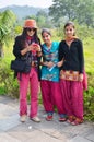 Traveler Thai women take photo with nepalese girl