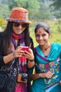 Traveler Thai women take photo with nepalese girl