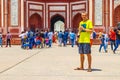 Taj Mahal Great Gate tourist poses Agra Uttar Pradesh India Royalty Free Stock Photo