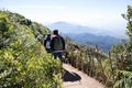 Traveler trekking at Kew Mae Pan Nature Trail (Doi Inthanon National Park) in winter season in Chiangmai,Thailand