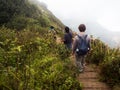 Traveler trekking at Kew Mae Pan Nature Trail. Doi InthanonMoun