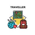 Traveler Trip Vector Concept Color Illustration