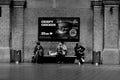 Traveler waiting at Copenhagen Central train station