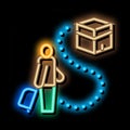 traveler way to kaaba temple neon glow icon illustration