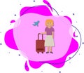 Traveler, woman, plane cartoon icon. Simple color vector of travel icons for ui and ux, website or mobile application