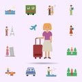 Traveler, woman, plane cartoon icon. Universal set of travel for website design and development, app development