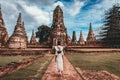 Traveler woman travel in Wat Chaiwatthanaram temple at Ayutthaya historical park Thailand Royalty Free Stock Photo