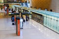 Travelers await the next Terminal train