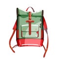 Colorful backpack. Adventure collection. Isolated background. Vector illustration.