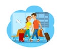 Travelers Couple with Suitcases in City Airport Royalty Free Stock Photo