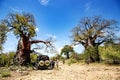 A travelers group on jeep arrived in Hadza tribe Royalty Free Stock Photo