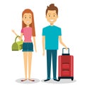 travelers group with suitcases avatars