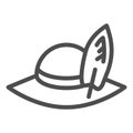 Travelers hat line icon. Beach panama hat vector illustration isolated on white. Cap outline style design, designed for