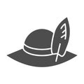 Travelers hat solid icon. Beach panama hat vector illustration isolated on white. Cap glyph style design, designed for