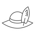 Travelers hat thin line icon. Beach panama hat vector illustration isolated on white. Cap outline style design, designed