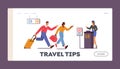 Travelers Missing Flight Landing Page Template. Worried Man and Woman Tourists Run at Airport. Transit Flight Troubles Royalty Free Stock Photo