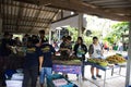 Travelers people selecting and eat in fruits buffet festival at Rayong, Thailand