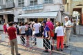 Travelers queue to buy ticket before entering the Gland Palace o