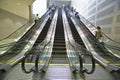 Travelers ride the escalator at the Deroit Airport, Detroit, Michigan