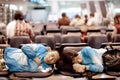 Travelers sleeping on a bench for relax waiting to transit.