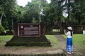 Travelers thai woman walking visit and travel take photo in ancient building and ruins of Kamphaeng Phet Historical Park