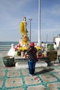 Travelers thai women travel visit and respect praying Guanyin