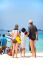 Travelers waiting for the speedboat to return.