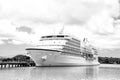 Big cruise ship, white luxury yacht in sea port, Antigua Royalty Free Stock Photo