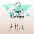 Traveling around the word with friends illustration design