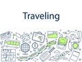 Traveling banner doodle vector illustration